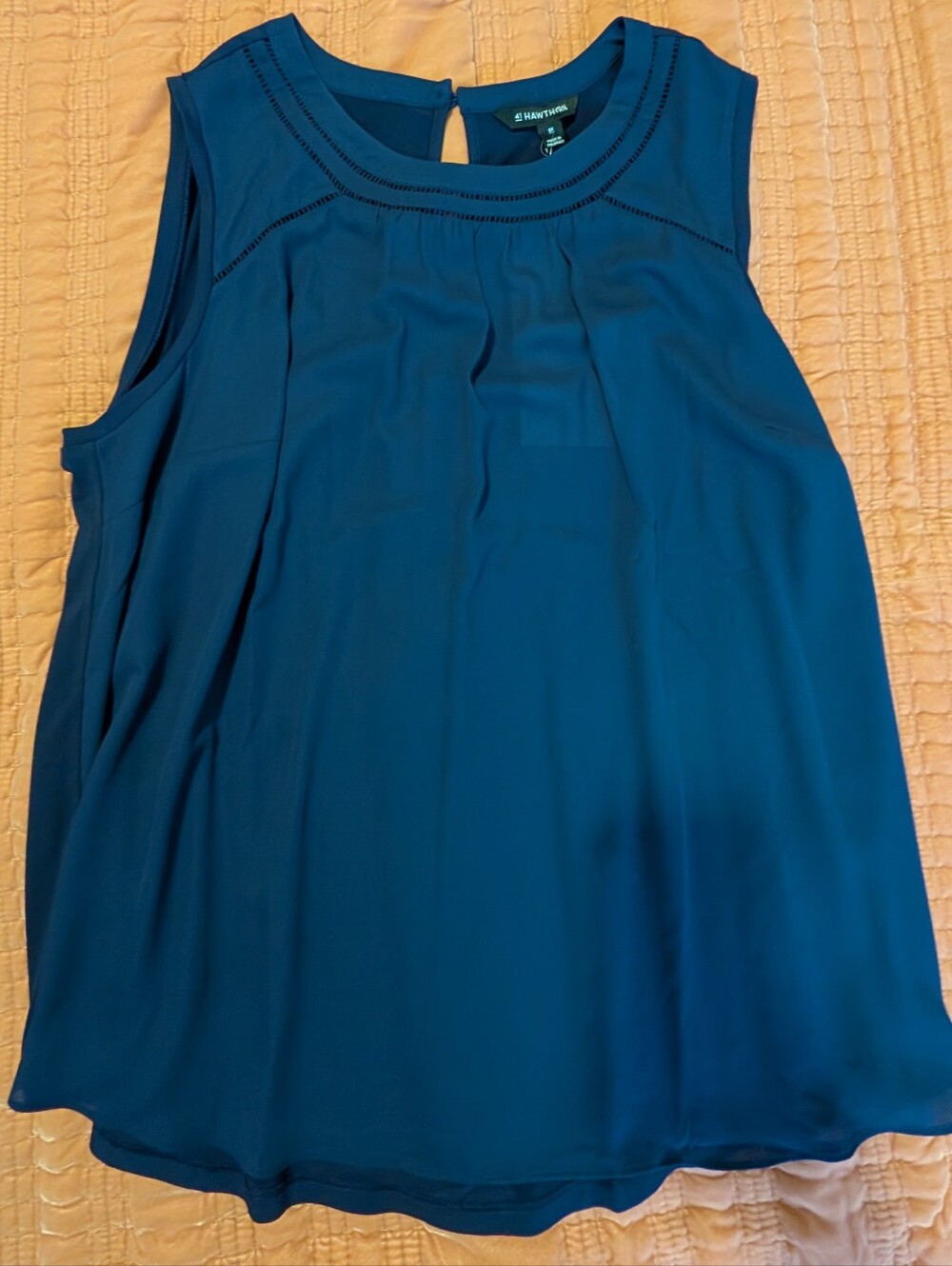 41 Hawthorn Teal Sleeveless Pleated Yoke Blouse NWT